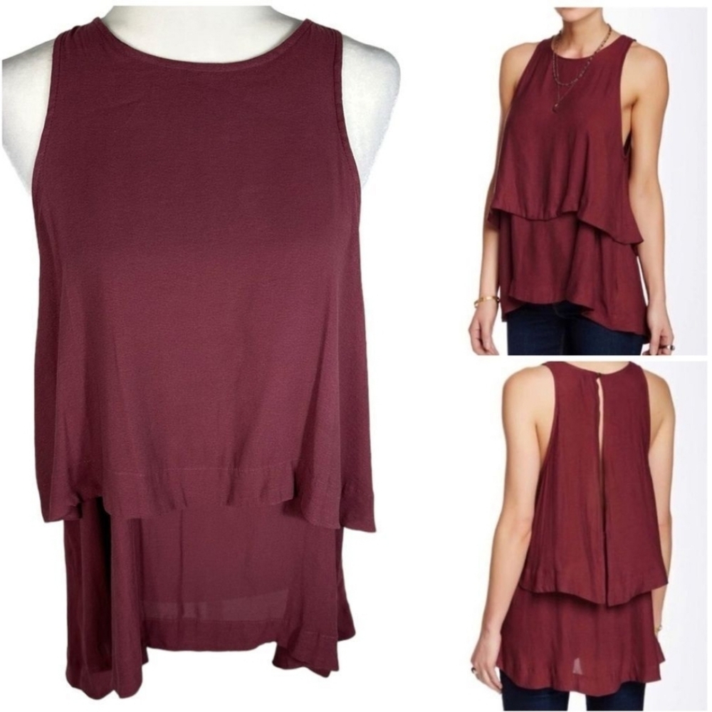 Free People Burgundy Layered Tunic Top